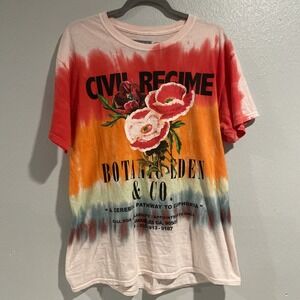 Civil Regime Shirt Mens Large Rainbow Tie Dye Floral Graphic Tee Streetwear